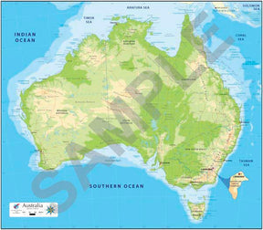 Map, Australia, Physical, Poly, 2A0, 119x168cm