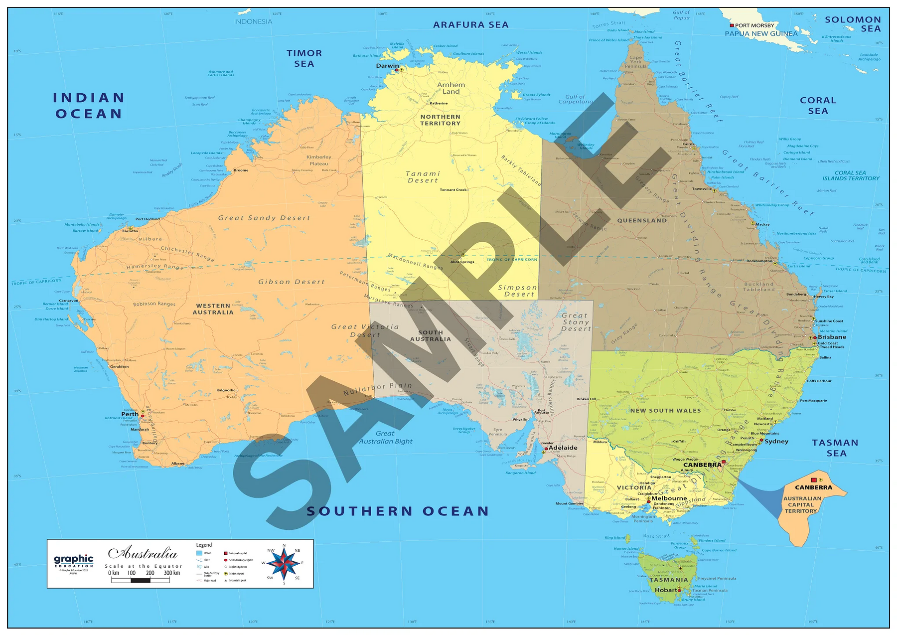 Map, Australia, Political, Poly, A1, 59x84cm